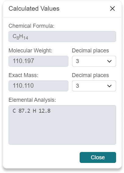 Calculated Values